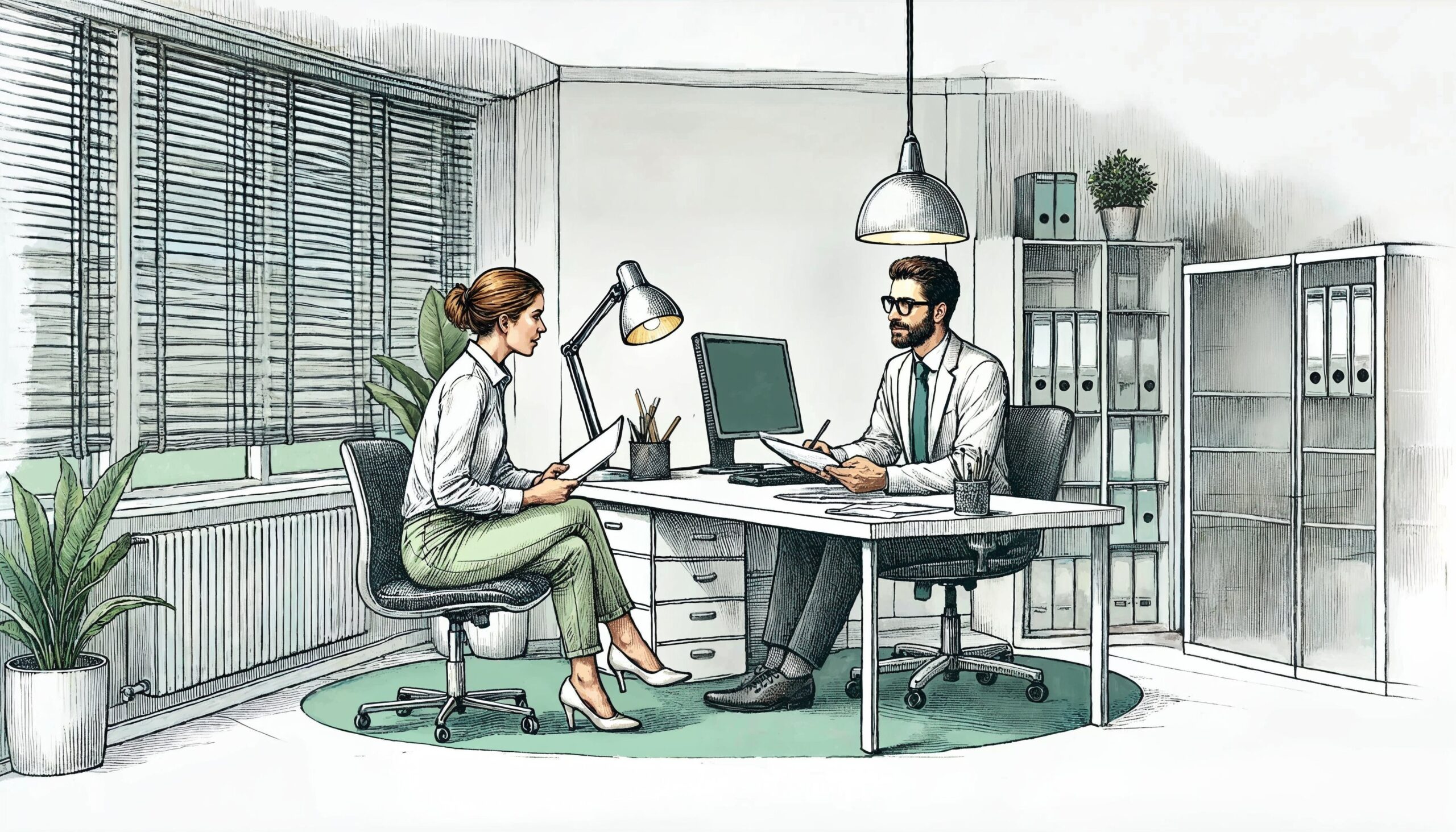 Externes Abrechnungsbüro für Zahnärzte – Szene Zahnärztin und Berater